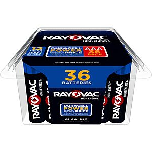 Select Accounts: 36-Pack Rayovac High Energy AAA Alkaline Batteries $6 w/ S&S