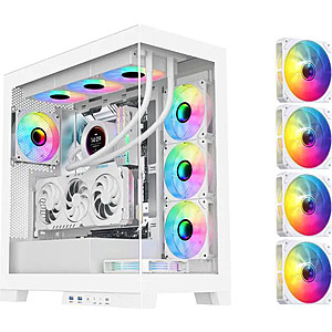 SAMA 4503 Dual ATX Mid Tower Computer Case w/ 4 x 120mm ARGB Fans (White) $49.99 + Free Shipping