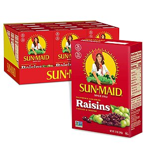 12-Pack 12-Oz Sun-Maid California Raisins $17.81 w/ S&S + Free Shipping w/ Prime or on $25+ $18.75