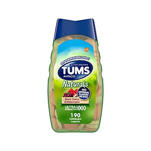 190-Count TUMS Naturals Ultra Strength Antacid Chews (Black Cherry & Watermelon) $6.16 w/ S&S + Free Shipping w/ Prime or on $35+