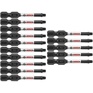 10-Pack Bosch 2" Square #2 Impact Tough Screwdriving Power Bits (ITSQ22B) $6.24 + Free Shipping w/ Prime or on $35+