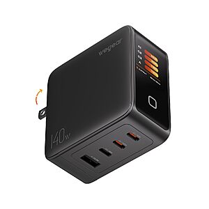 wegear 140W 4-Port GaN USB-C Wall Charger w/ Smart Display & Touch Control $32.99 + Free Shipping w/ Prime or on $35+