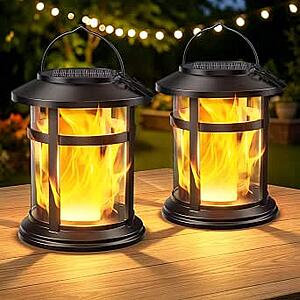 2-Pack BONLION Flickering Flame Hanging Solar Lanterns $13.49 + Free Shipping w/ Prime or on $35+