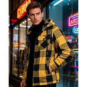 ZITY Men's Plaid Flannel Hoodie Shirt Jacket (Various Colors) $18.49 + Free Shipping w/ Prime or on $35+