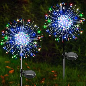 2-Pk 120-LED Yaafen Solar Firework Starburst Garden Lights (Various) $9 
