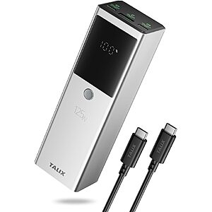 3-Port TALIX 12800mAh 125W Laptop Power Bank w/ 240W USB-C Cable $19.99 + Free S&H