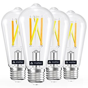 4-Pk Linkind Matter Smart ST19 Vintage Edison LED Light Bulbs (E26, Tunable White) $17 + Free S&H