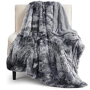 50"x60" Bedsure Faux Fur Sherpa Throw Blanket (Tie Dye Grey)