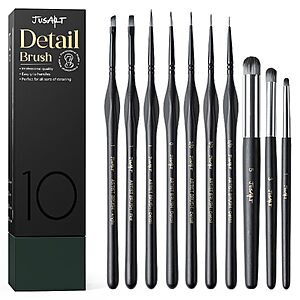 10-Pc JusArt Miniature Detail Paint Brush Set