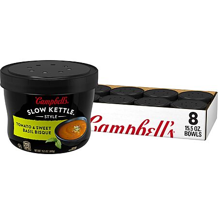 8-Pack 15.5-Oz Campbell's Slow Kettle Style Tomato & Sweet Basil Bisque Soup $8.80 w/ Subscribe & Save
