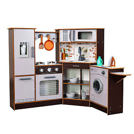 KidKraft Elegant Espresso Wooden Corner Play Kitchen w/ 19 Accessories $97.33 + Free Shipping