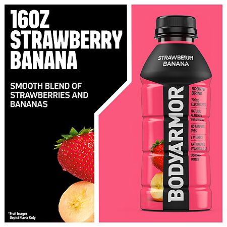 12-Pack 16-Oz BODYARMOR Sports Drink (Strawberry Banana) $8.95 w/ S&S + Free Shipping w/ Prime or on orders over $35