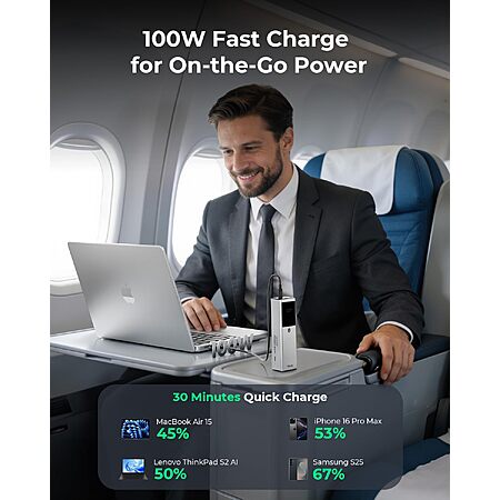 3-Port TALIX 12800mAh 125W Laptop Power Bank w/ 240W USB-C Cable