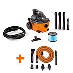 RIDGID 4 Gallon 5.0 Peak HP Portable Wet/Dry Shop Vacuum with Fine Dust Filter, Hose, Accessories and Premium Car Cleaning Kit - $99.97