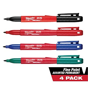 Milwaukee INKZALL Multi-Colored Fine Point Jobsite Permanent Markers (4-Pack) - Home Deport $3.48 - free shipping