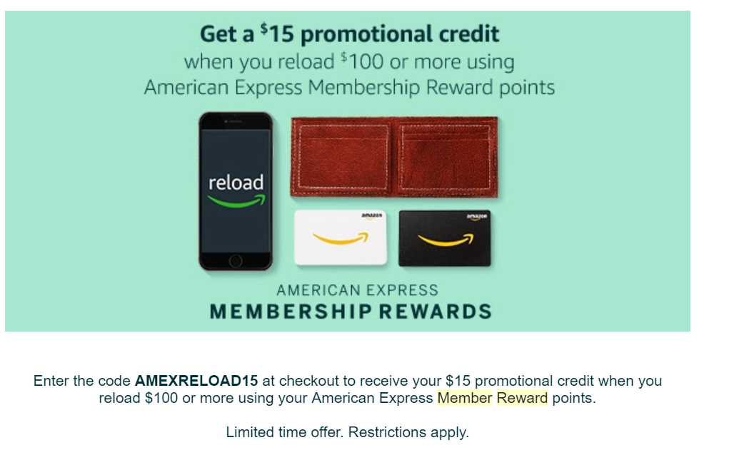 Amazon Get A 15 Promotional Credit When You Reload 100