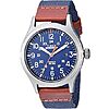 Timex Men's Expedition Scout 40mm Watch &ndash; Gray Case Blue Dial with Blue &amp;amp; Brown Fabric &amp;amp; Leather Strap $24.08