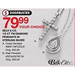 Belk Black Friday: Belk &amp; Co. 1/5 Ct TW Diamond Pear Pendant in Sterling Silver for $79.99