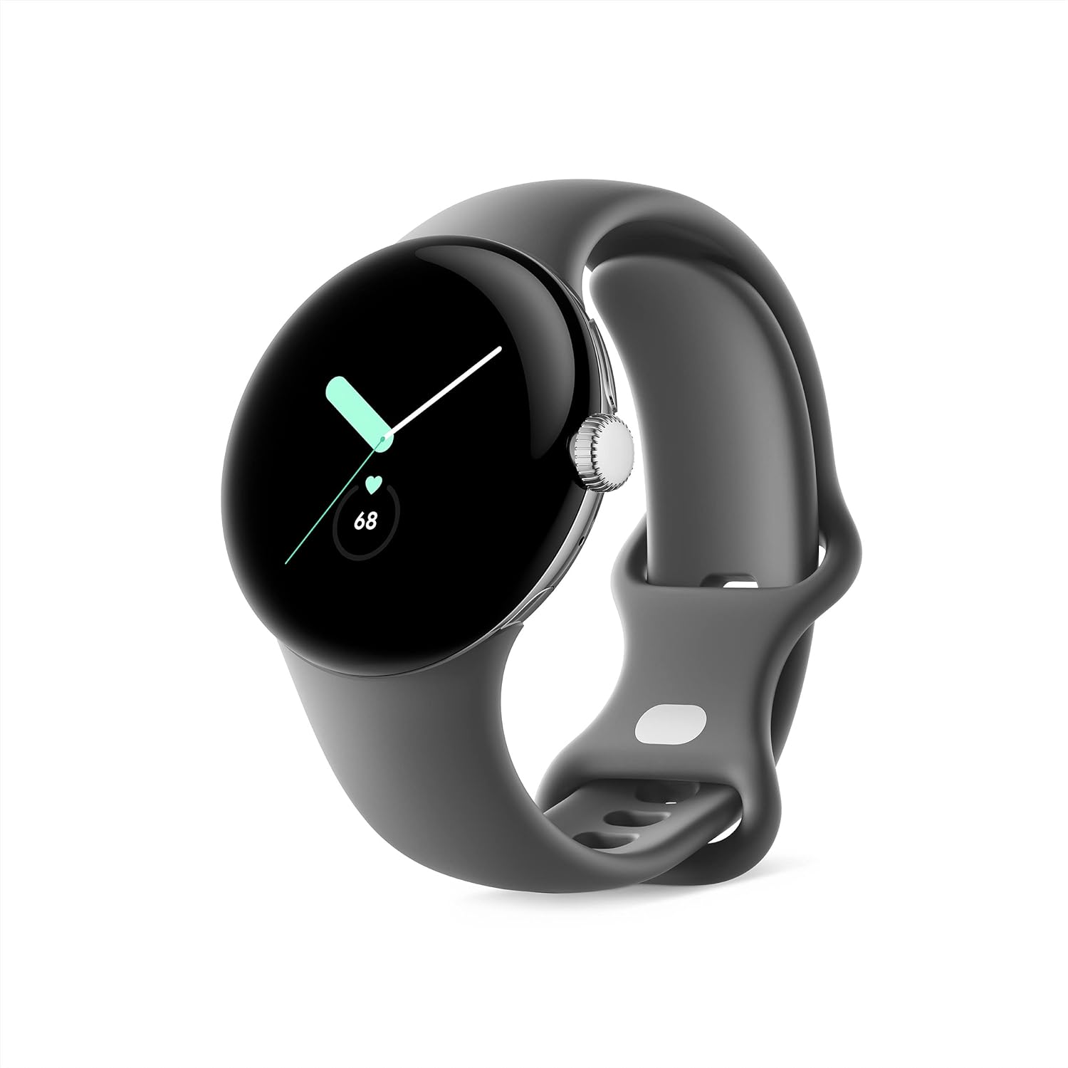 Google Pixel Watch - Android Smartwatch with Fitbit Activity Tracking - Heart Rate Tracking Watch Polished Silver Stainless Steel case with Charcoal Active band - WiFi - $180.49