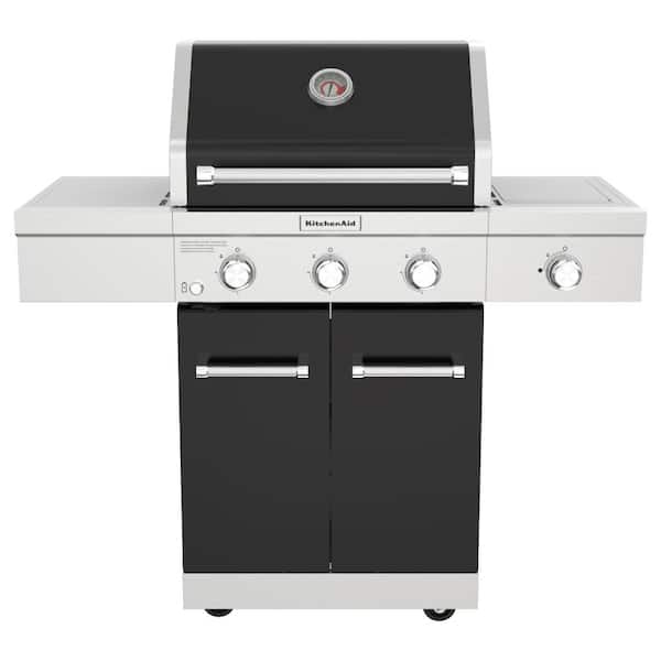 3-Burner Propane Gas Grill with Searing Side Burner and Silver Powder Coated Side Shelves $219