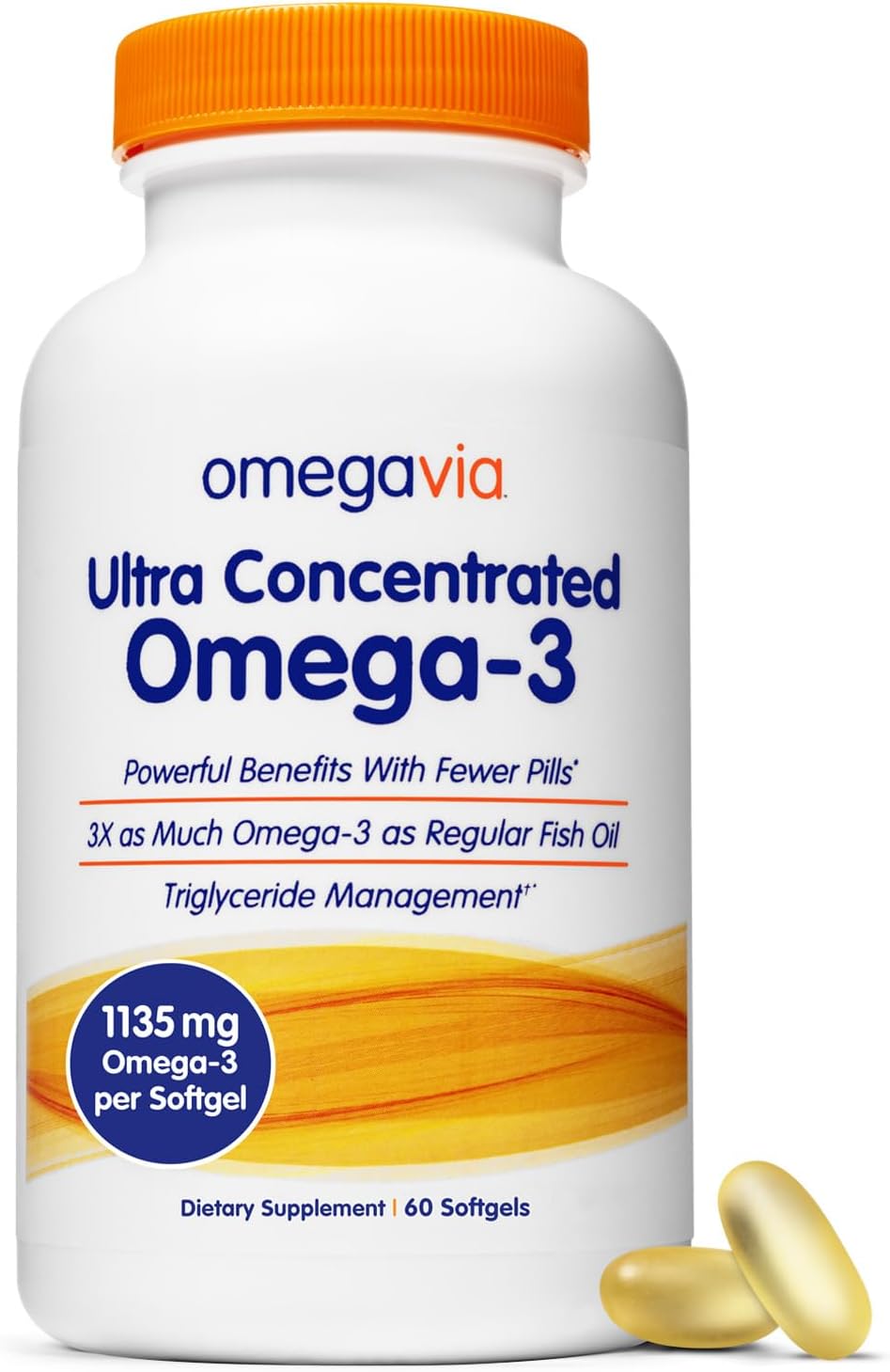 OmegaVia Ultra Concentrated Omega 3 Fish Oil Burpless, 60 Softgels, Triple Strength Omega 3 Fish Oil Supplements $15.99 w/ Promo and S&S + Free Ship w/ Prime