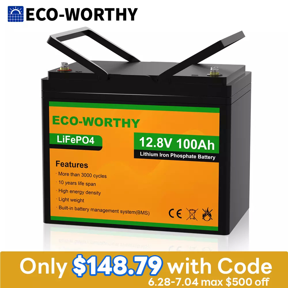 EcoWorthy 12V 100AH LiFePO4 battery for 148.79 after coupon USED