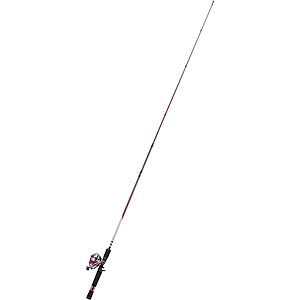 Zebco 33 Spincast Reel + 2-Piece 6' Fishing Rod Combo (Silver/Pink)