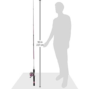 Zebco 33 Spincast Reel + 2-Piece 6' Fishing Rod Combo (Silver/Pink)