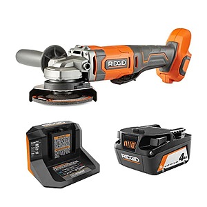 Ridgid Cordless 4-1/2 in. Angle Grinder Kit with 4.0 Ah Battery and Charger $99
