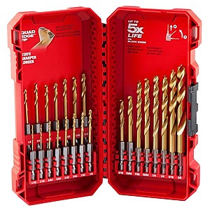 23-pc Milwaukee SHOCKWAVE IMPACT DUTY Titanium Twist Drill Bit Set  Shipping is free