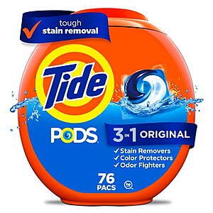 Select Stores:76-Count Tide PODS Liquid Laundry Detergent Pacs (Original Scent) $4.90 + Free Store Pickup