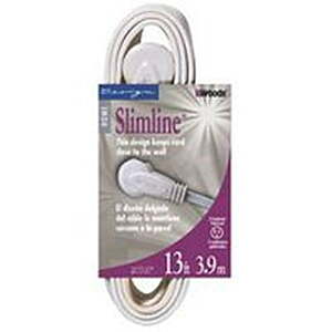 Woods Slimline 16 Gauge 2232 White Angled Flat Plug Extension Cord, 3 Grounded Outlets, UL Listed $3.09