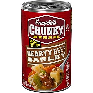 18.8-Oz Campbells Chunky Soup: Hearty Beef and Barley 3 for $2.60 & More w/ S&S