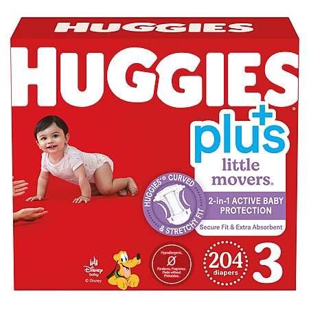 Costco Members: Huggies Plus Little Movers Diapers (Size 3-7) $39.99 and (1-2) $29.99