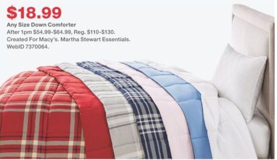 Macy S Black Friday Any Size Down Comforter For 18 99