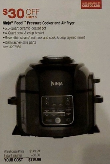 Costco Wholesale Black Friday Ninja Foodi Pressure Cooker And Air Fryer For 119 99