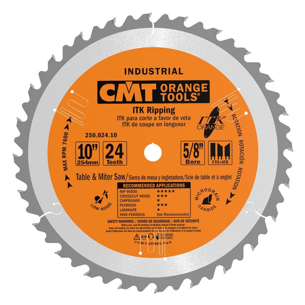 CMT thin-kerf 24-tooth ATB/FTG 10” table saw blades - $25.99
