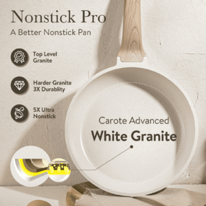 Carote Nonstick Granite Cookware Sets, 9 Pcs Brown Granite Pots