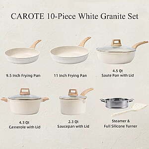 Carote Nonstick Granite Cookware Sets, 10 Pcs Brown Granite Pots and Pans  Set, Induction Stone Kitchen Cooking Set - Coupon Codes, Promo Codes, Daily  Deals, Save Money Today
