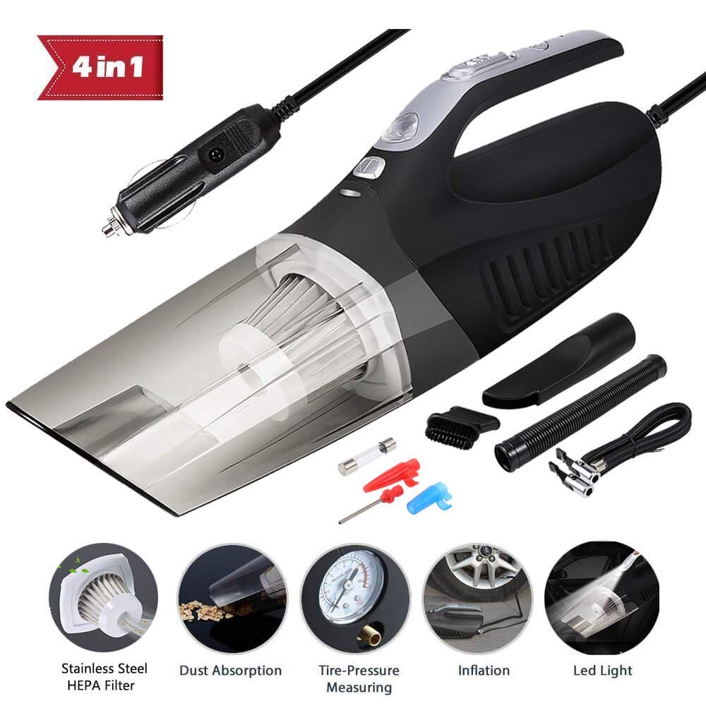 4-in-1 Handheld Car Vacuum Cleaner with Tire Inflator Pump ...