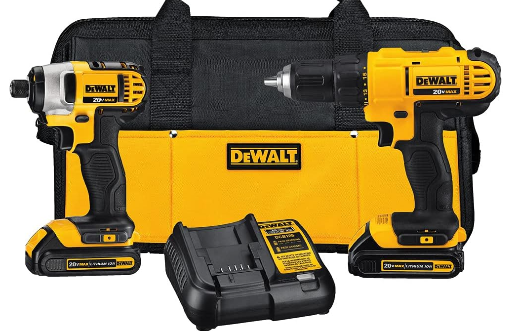 DEWALT 20V MAX Cordless Drill and Impact Driver, Power Tool Combo Kit with 2 Batteries and Charger, Yellow/Black (DCK240C2) $139