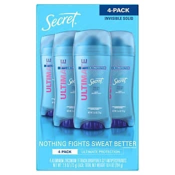 Secret Ultimate 4-in-1 Protection Antiperspirant 2.6oz, 4-pack - $10