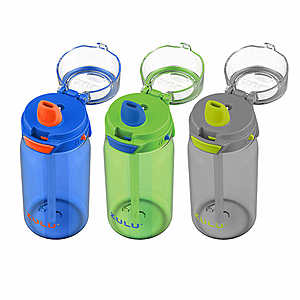 Zulu Flex Tritan Plastic 16oz Water Bottle Set, 3-pack