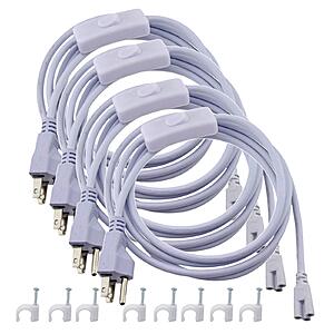 REXTiN T5 T8 Tube Power Cord: 3-Prong Plug On/Off Switch 4 Pack for $8.54