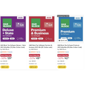 H&R Block Tax Software Deluxe 2025 (PC/Mac) $26 & More (Online Code)