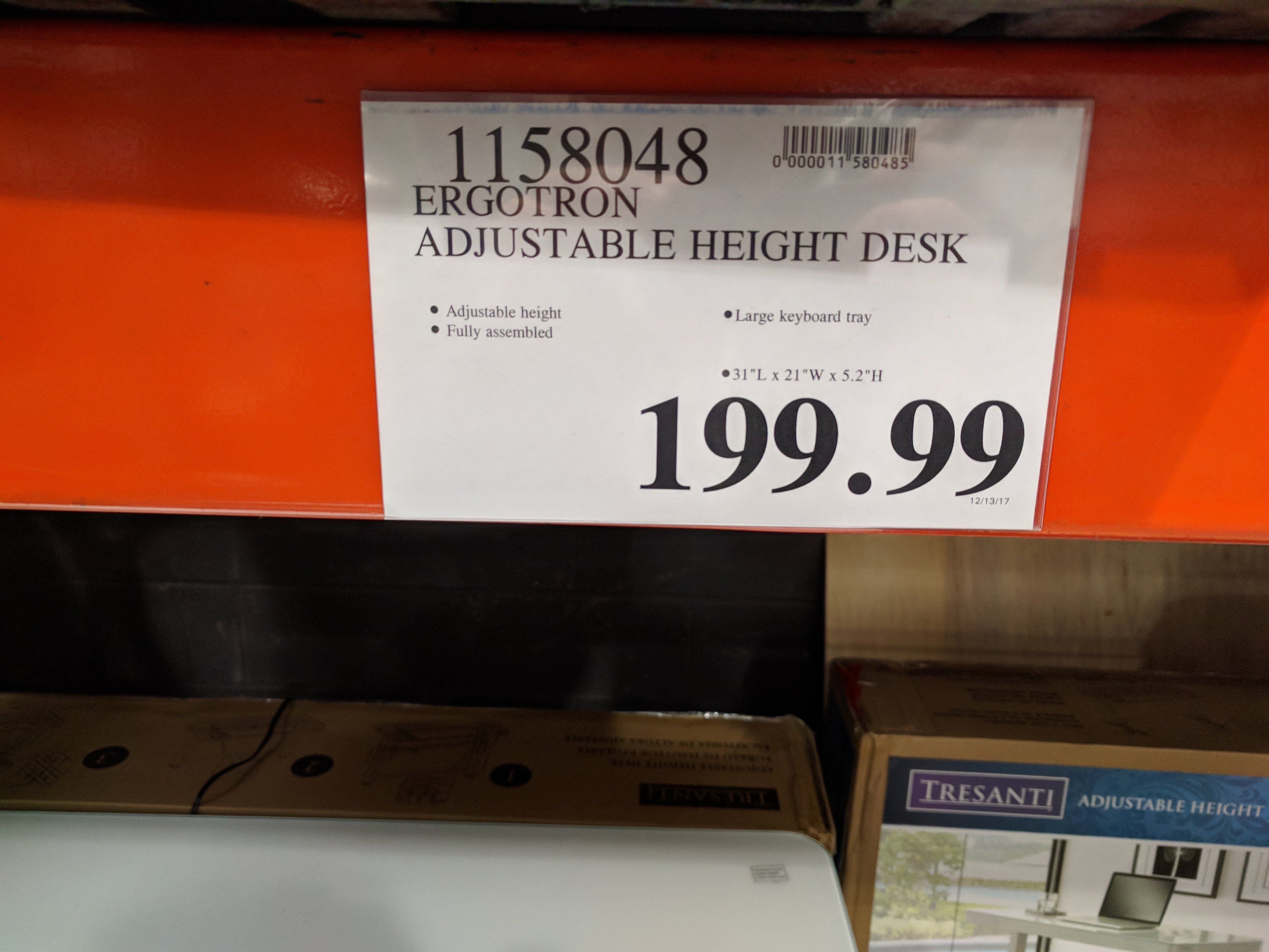 Tresanti adjustable height desk 199.99 at costco $199.99 ymmv