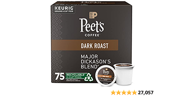 Peet's Coffee, Dark Roast K-Cup Pods for Keurig Brewers - Major Dickason's Blend 75 Count (1 Box of 75 K-Cup Pods) Packaging May Vary $26.99 - $26.99
