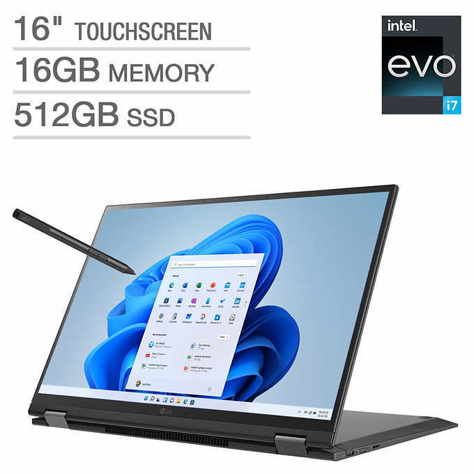 Costco Members: LG Gram 16" 2-in-1 Laptop: QHD+, i7-1260P, 16GB LPDDR5, 512GB SSD $999.99