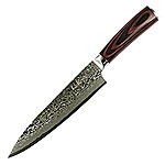 50% off Wooden Handle Chef’s Knife - Good Grips 8 Inch Full Tang Japanese VG10 Damascus Steel Blade-$70