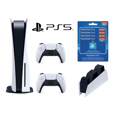 PS5 Console bundle with White Dualsense 5 Controller, Sony Charge Station, and 4 x $25 Playstation Store Gift Cards - $689
